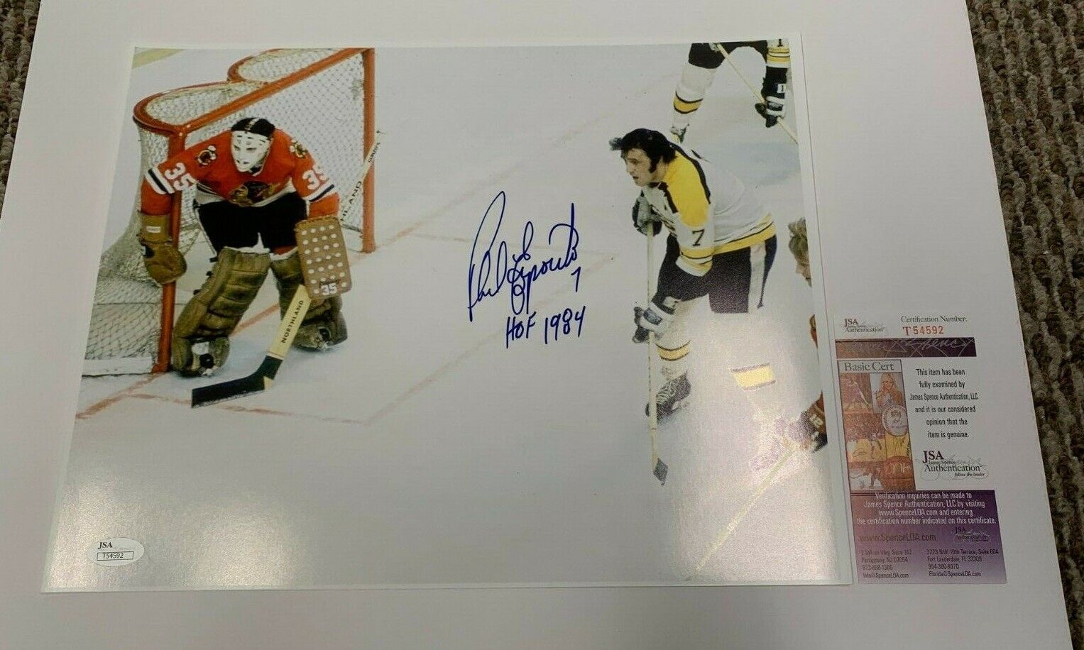 Phil Esposito Boston Bruins HOF 1984 Autographed 11x14 Photo W/JSA COA #T54592