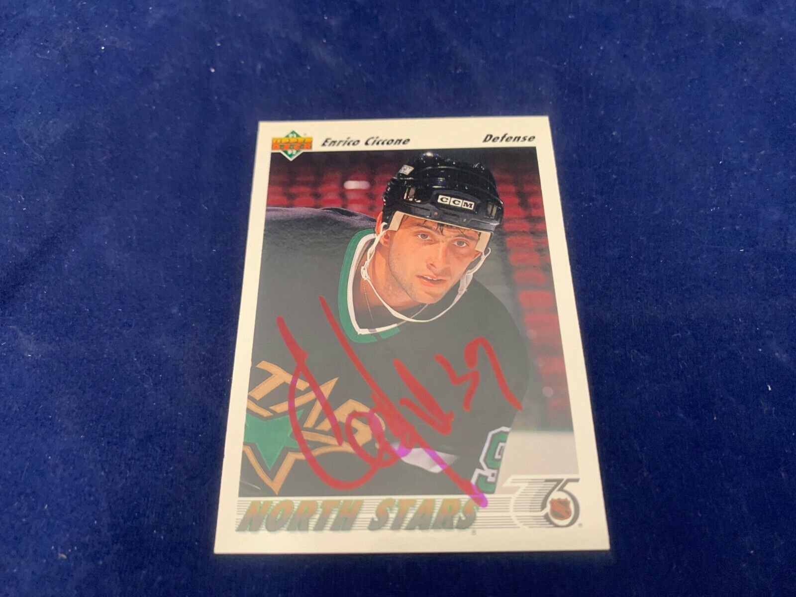 Enrico Ciccone Dallas Stars Hand Signed 1991 Upper Deck Hockey Card #51 NM