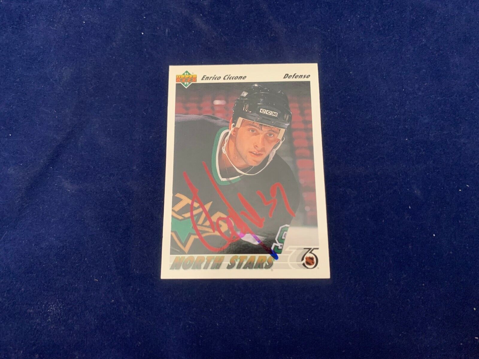 Enrico Ciccone Dallas Stars Hand Signed 1991 Upper Deck Hockey Card #51 NM