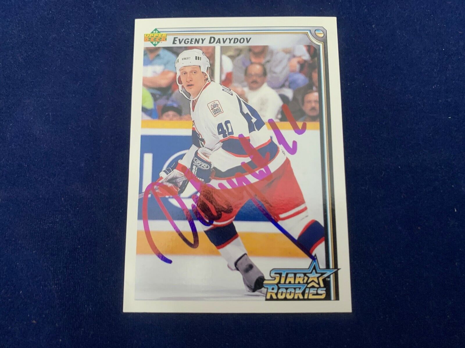 Evgeny Davydov Jets Hand Signed 1991 Upper Deck Hockey Card #420 NM