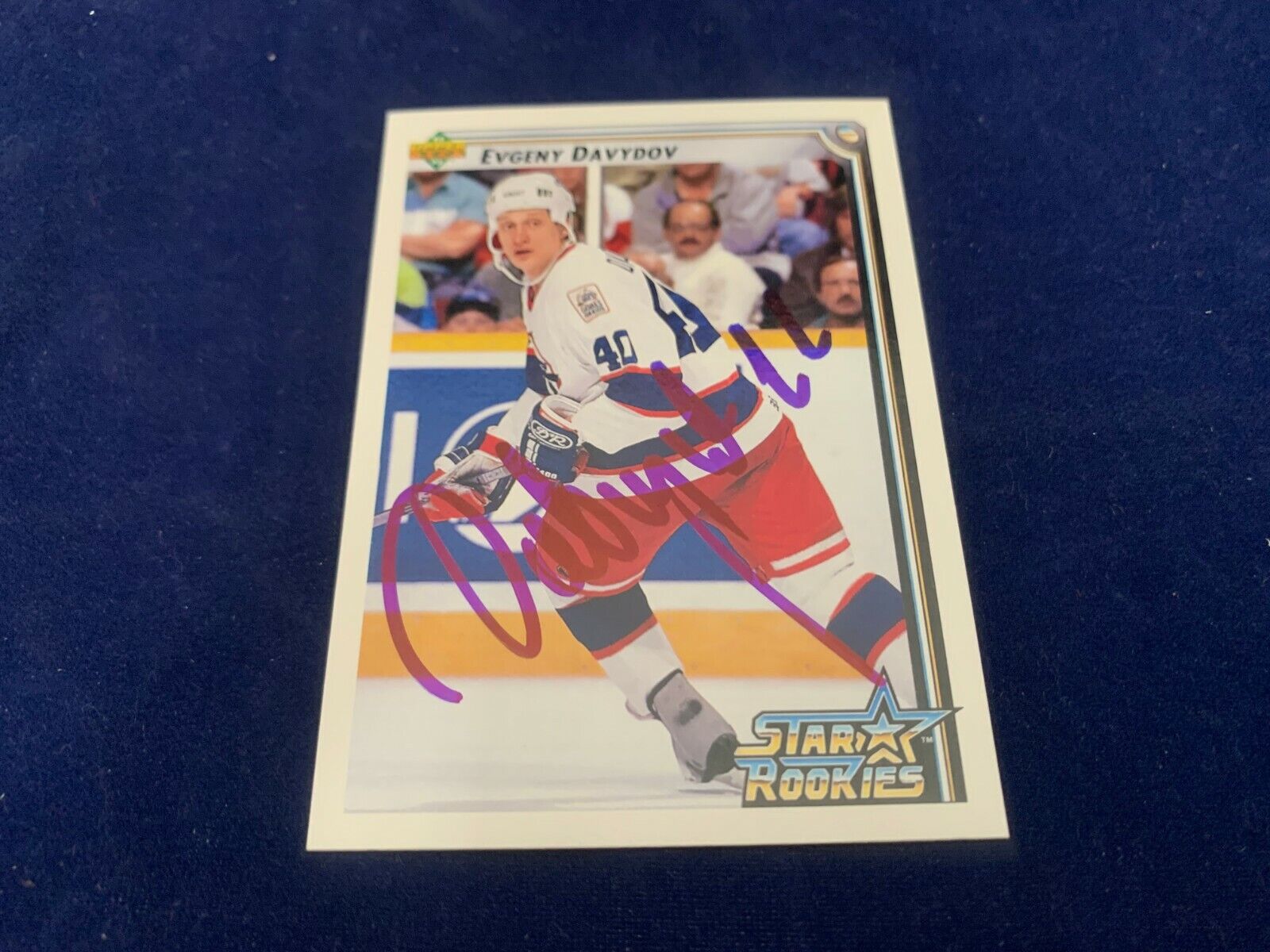 Evgeny Davydov Jets Hand Signed 1991 Upper Deck Hockey Card #420 NM