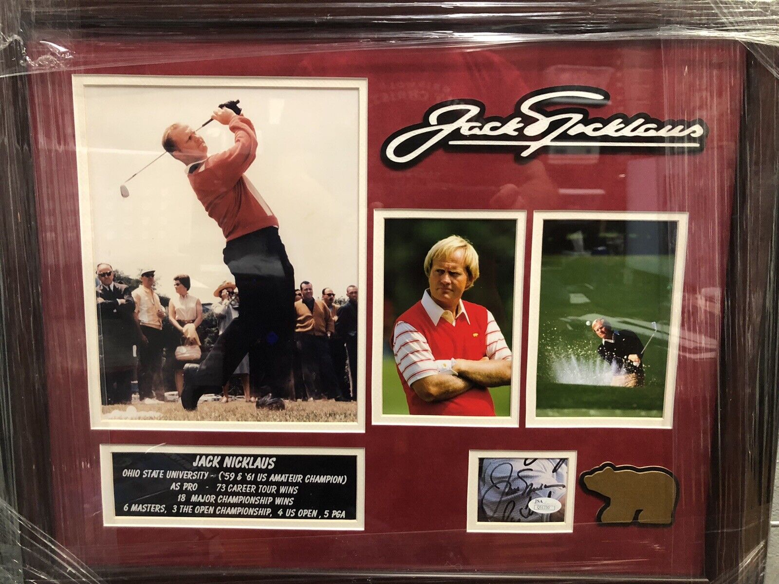 Jack Nicklaus autographed framed  18x22 custom  frame with JSA cut signature