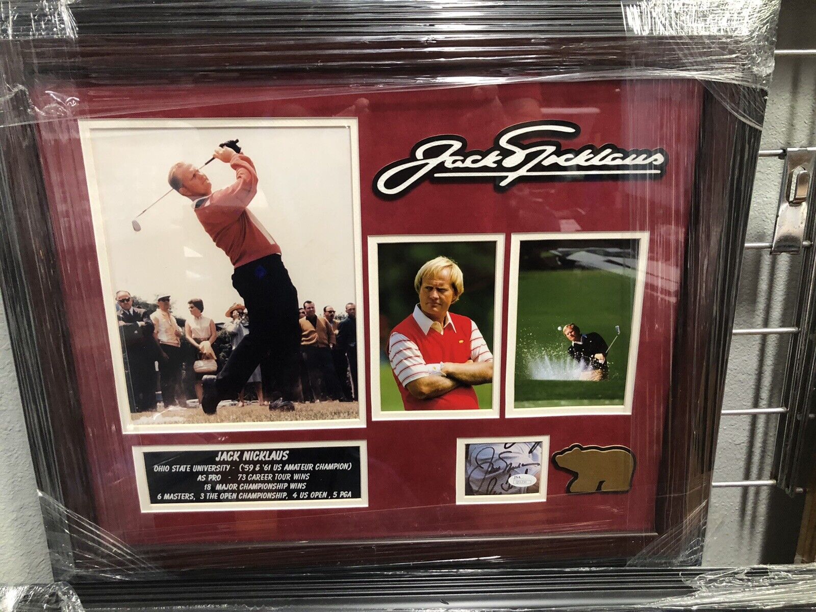 Jack Nicklaus autographed framed  18x22 custom  frame with JSA cut signature