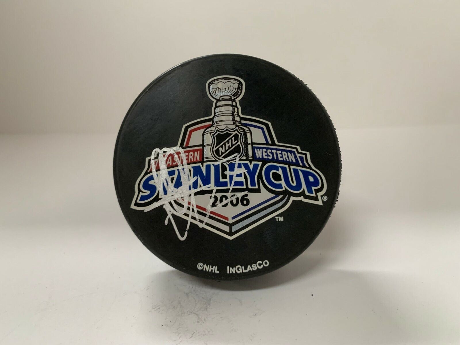 Niclas Wallin Autographed Signed 2006 Stanley Cup Hockey Puck W/ ASCF COA puck A