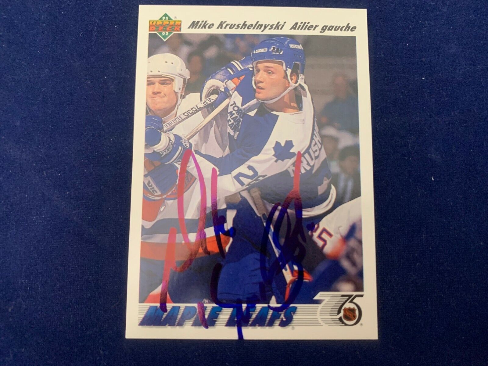 Mike Krushelnyski Toronto Leafs Hand Signed 1991 Upper Deck Hockey Card #320 NM