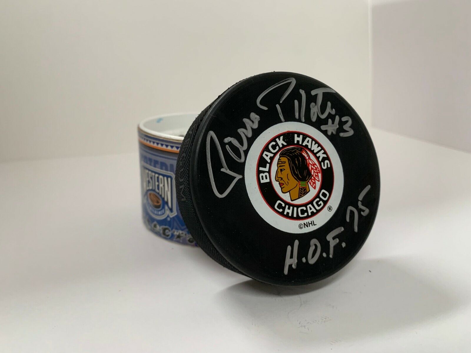 Pierre Pilote Autographed Signed Chicago Blackhawks Puck PSA COA #AI16747