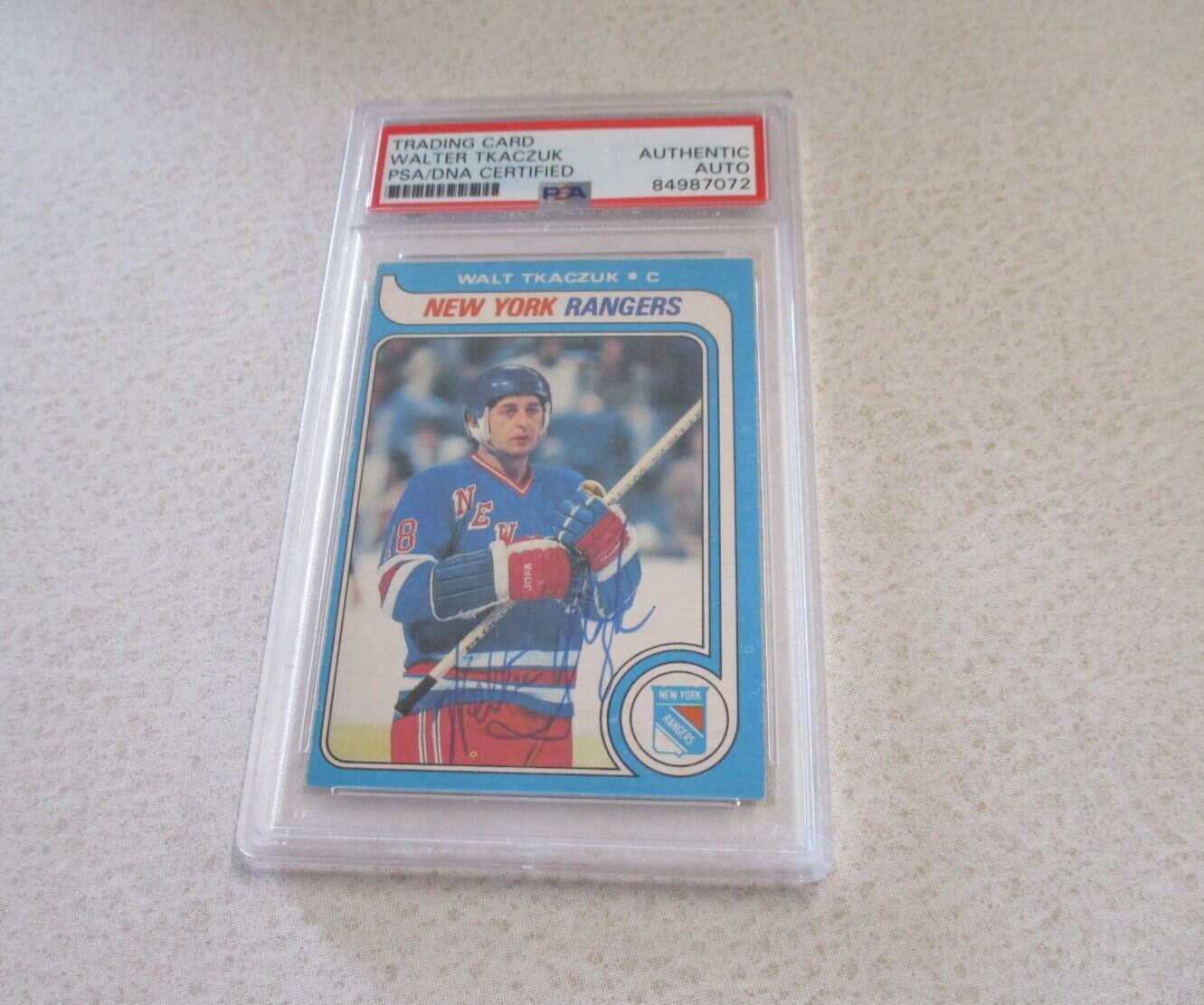 NHL Walter Tkaczuk New York Rangers Autographed Signed 1979-80 OPC Card PSA Slab