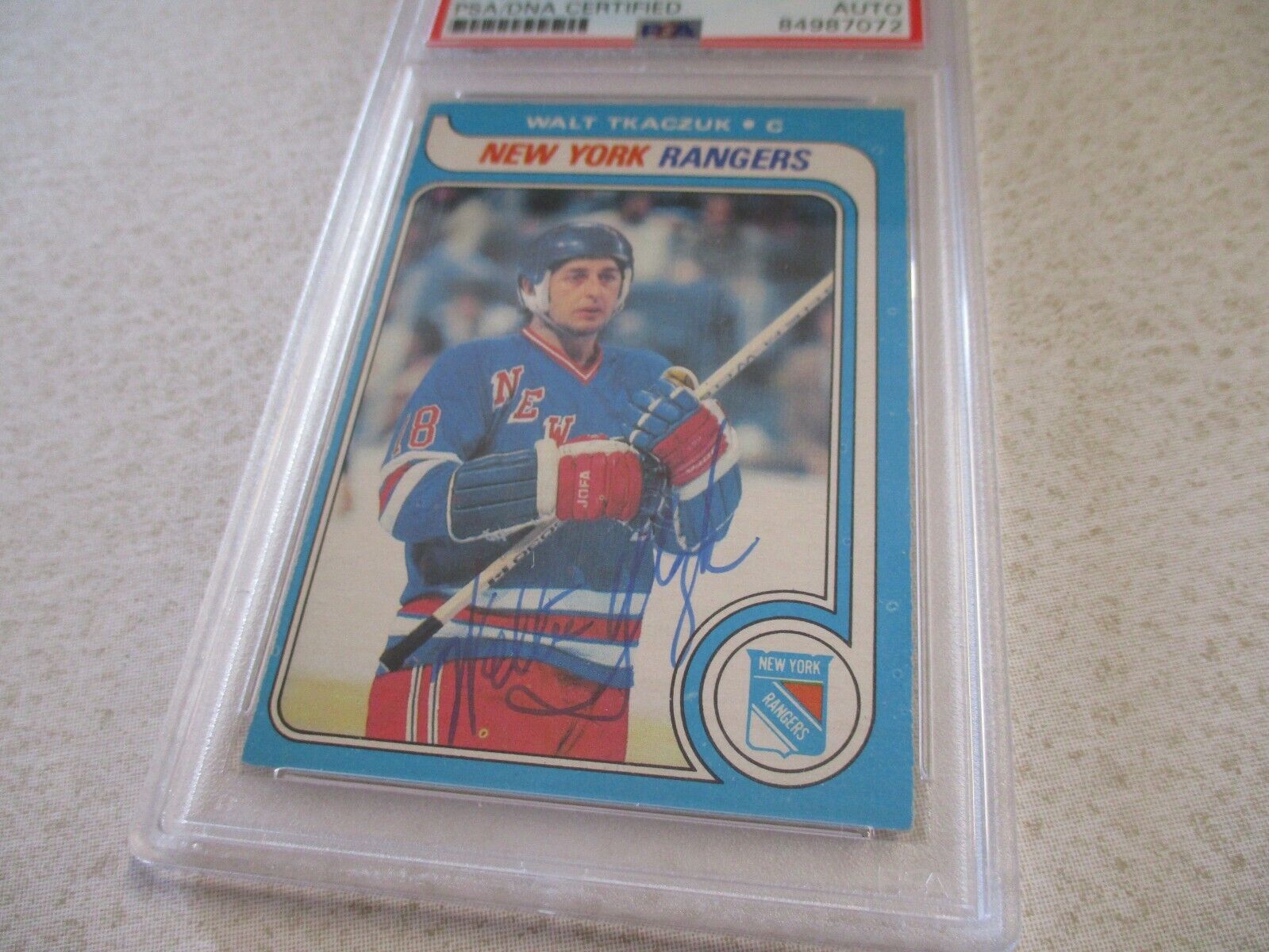 NHL Walter Tkaczuk New York Rangers Autographed Signed 1979-80 OPC Card PSA Slab