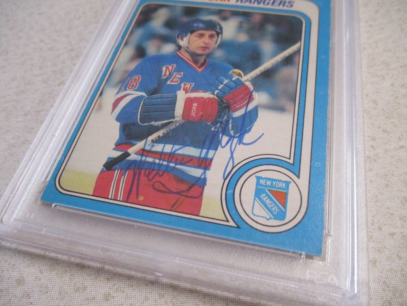 NHL Walter Tkaczuk New York Rangers Autographed Signed 1979-80 OPC Card PSA Slab