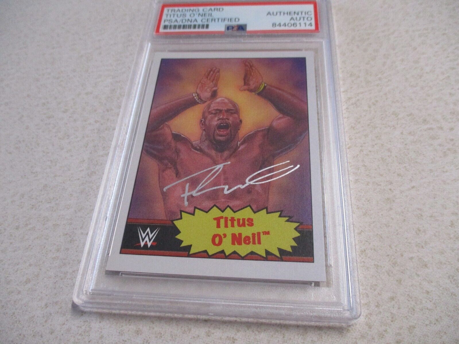 WWE Titus O'Neil Wrestler Autographed Signed Topps WWE Card #21 PSA Slab (2)