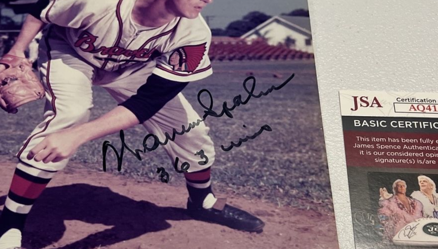 Warren Spahn Milwaukee Braves MLB Autographed Signed 8x10 Photo JSA Auth. Ins.