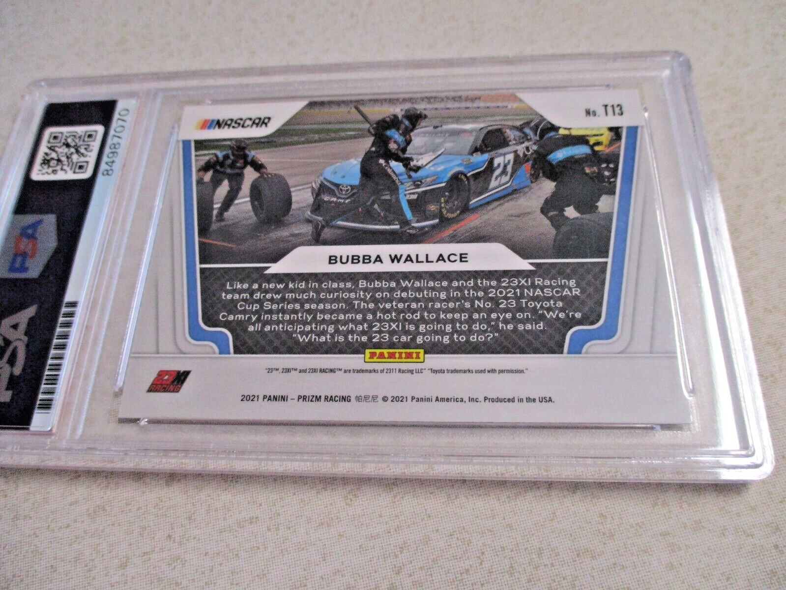 Nascar Bubba Wallace Autographed Signed 2021 23XI Racing PP Card #T13 PSA Slab