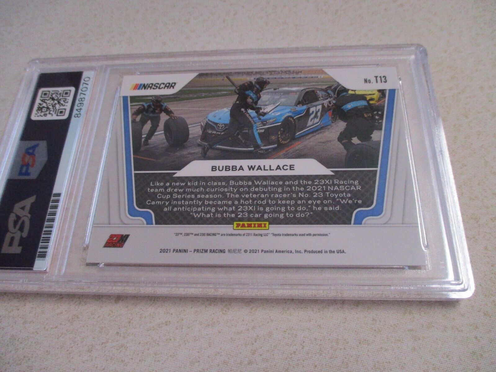 Nascar Bubba Wallace Autographed Signed 2021 23XI Racing PP Card #T13 PSA Slab