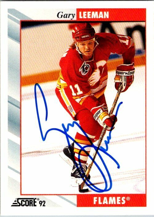 Gary Leeman Calgary Flames Hand Signed 1992 Score Hockey Card #171 NM