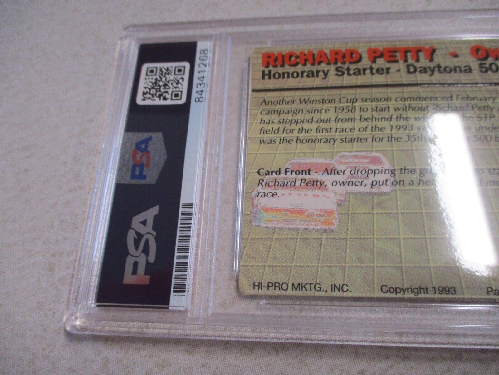 Nascar Driver Richard Petty Autographed Signed Daytona 1993 Card #92 PSA Slab