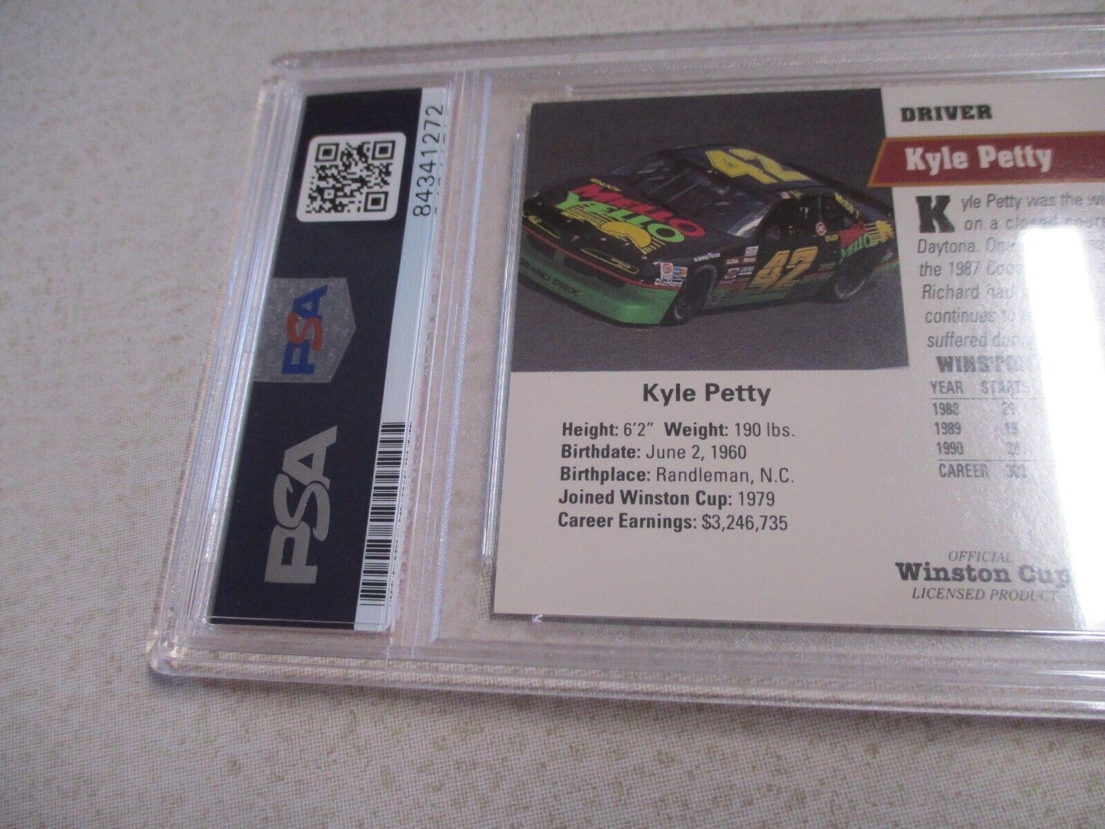 Nascar Kyle Petty Autographed Signed 1991 Pro Set Winston Cup Card #54 PSA Slab