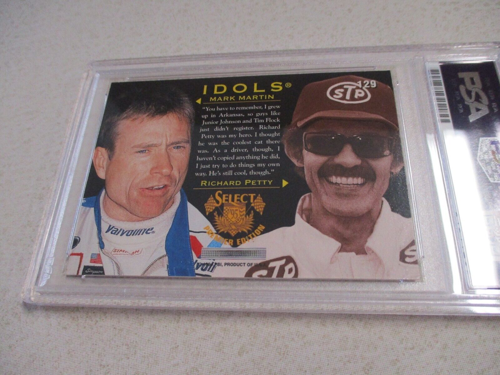 Nascar Driver Richard Petty Autographed Signed 1994 Select PE Card #129 PSA Slab