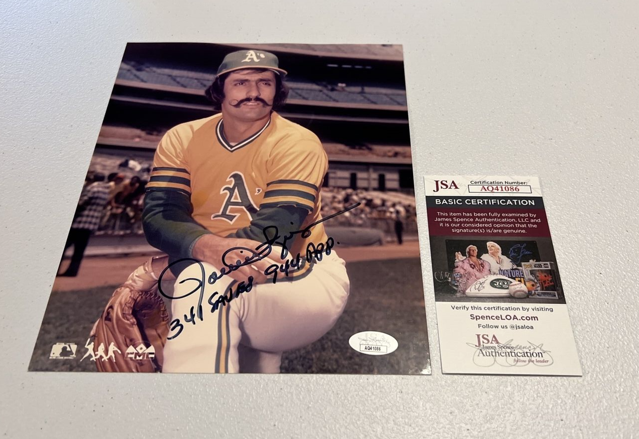 Rollie Fingers Oakland MLB Autographed Signed 8x10 Photo JSA Auth. Script