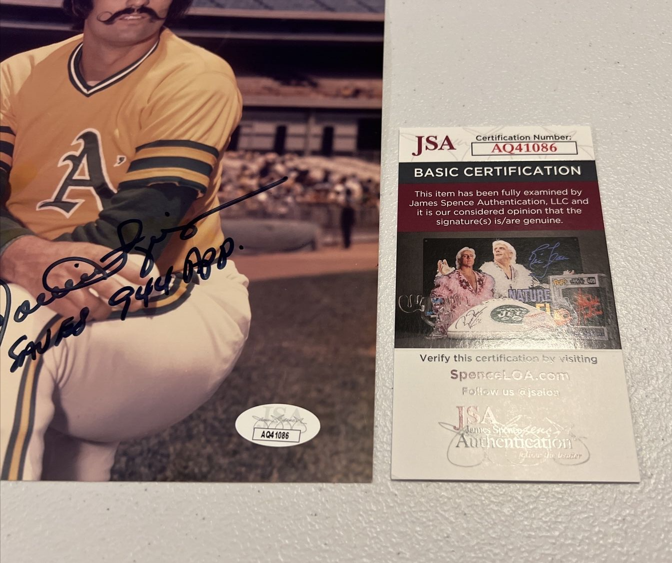 Rollie Fingers Oakland MLB Autographed Signed 8x10 Photo JSA Auth. Script