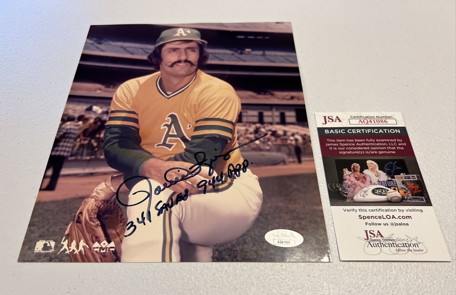 Rollie Fingers Oakland MLB Autographed Signed 8x10 Photo JSA Auth. Script