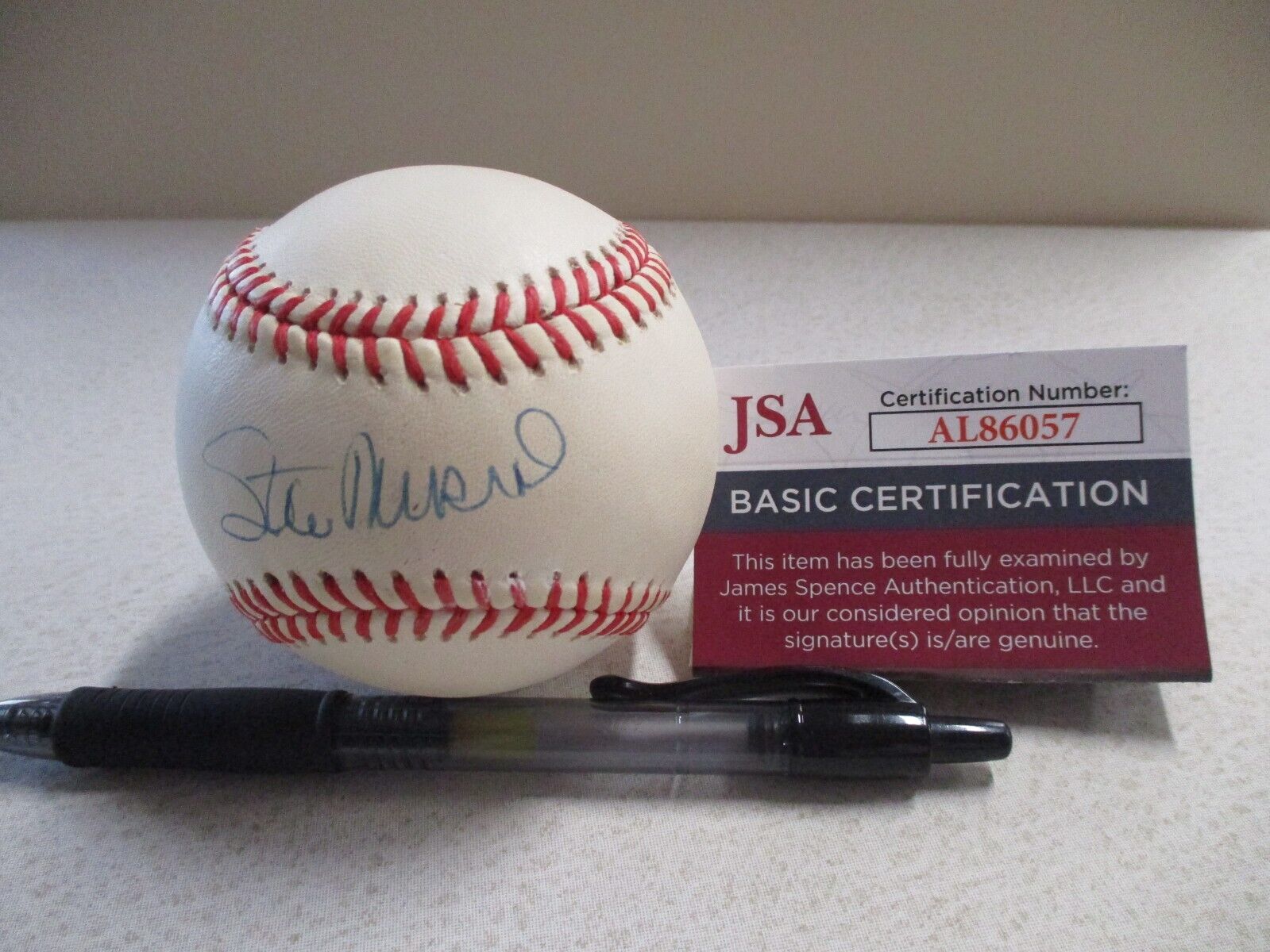 MLB Stan Musial Cardinals Autographed Signed BW Baseball JSA COA #AL86057