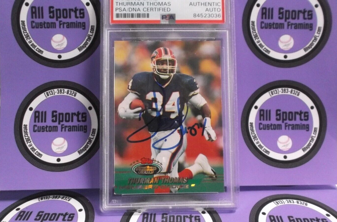 Thurman Thomas Autographed 1993 Stadium Club Football Card PSA #84523036 Slabbed