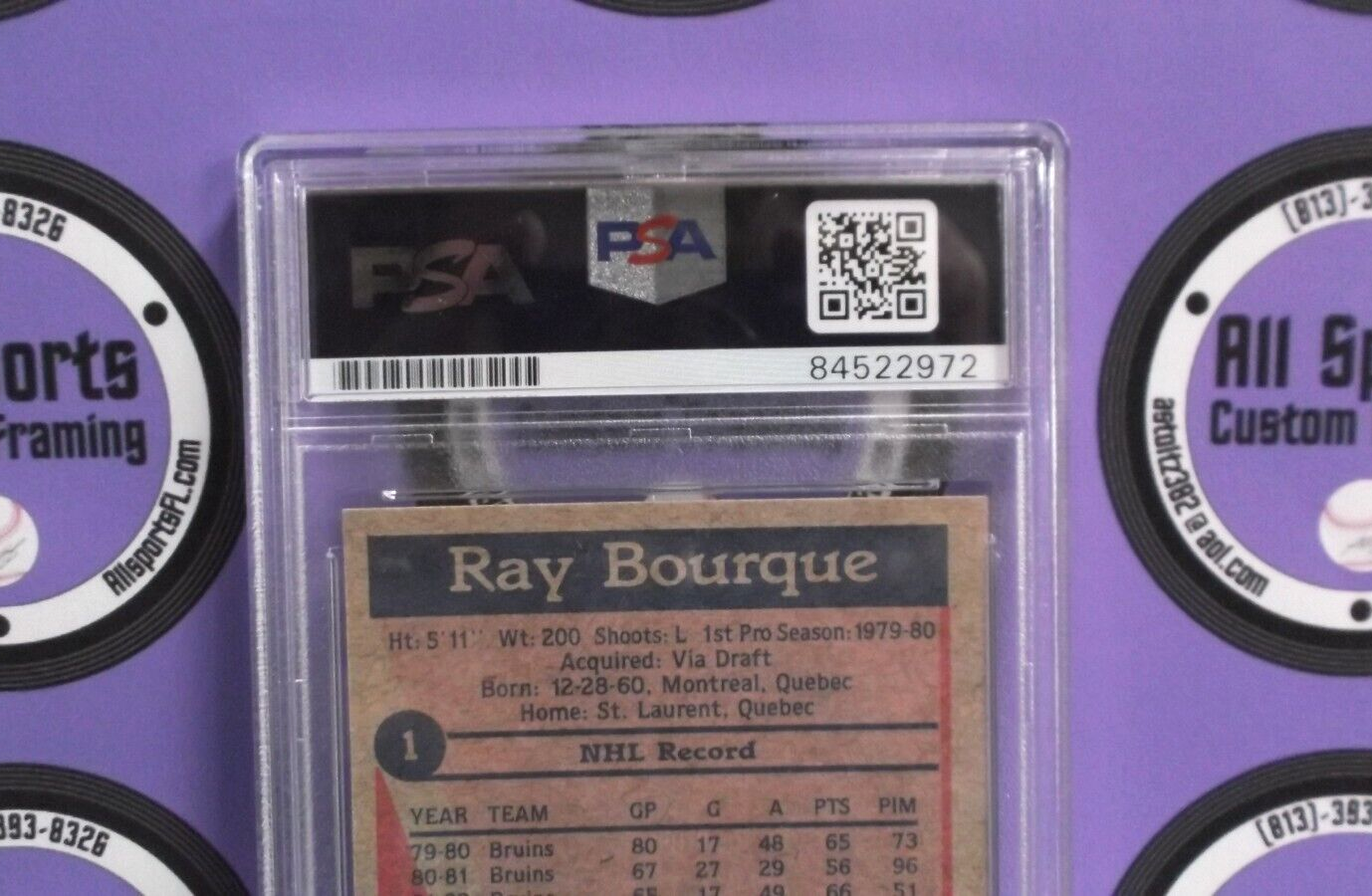 Ray Bourque Boston Bruins Autographed 1984-85 Topps Hockey Card PSA #84522972