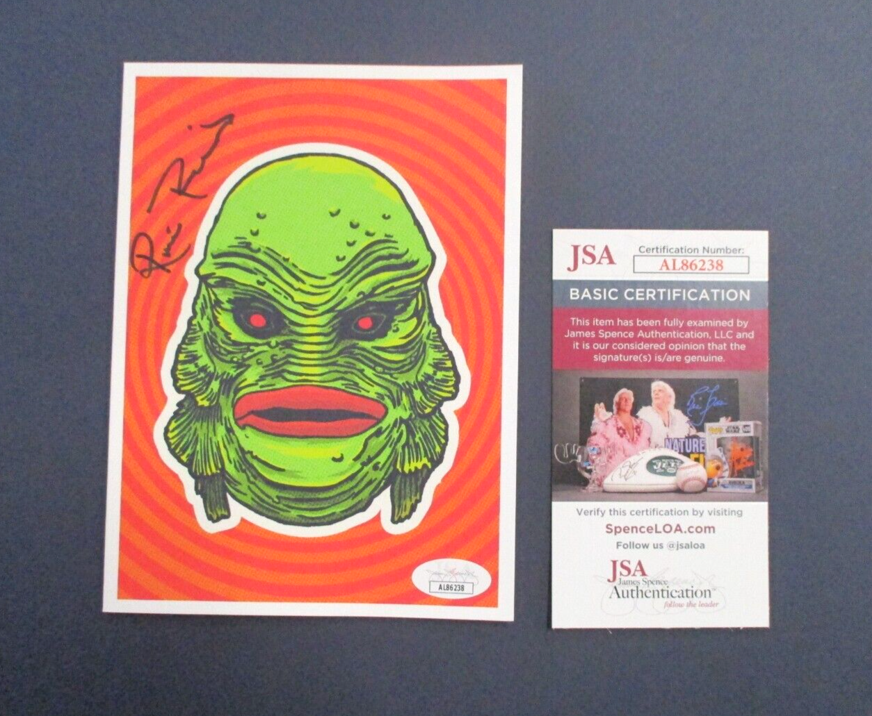 Ricou Browning Gill Man CFTBL Autographed Signed Spooky Cat Press Card JSA COA