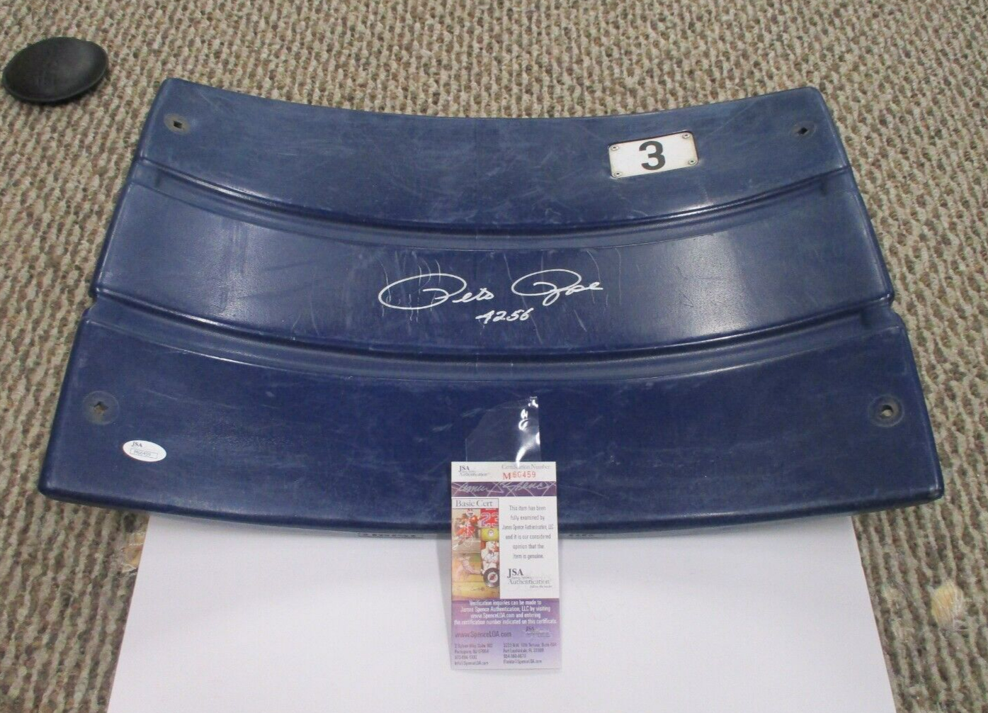 Pete Rose Autographed River Front Stadium Seat Back #3 4256 JSA COA #M66459