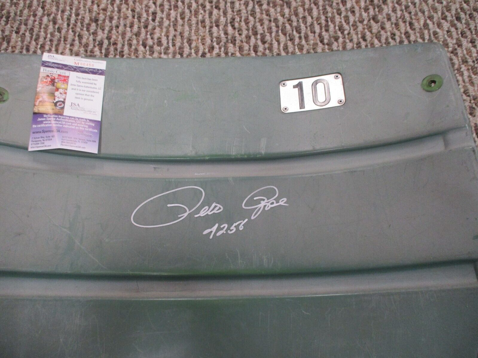 Pete Rose Autographed River Front Stadium Seat Back #10 4256 JSA COA #M66458