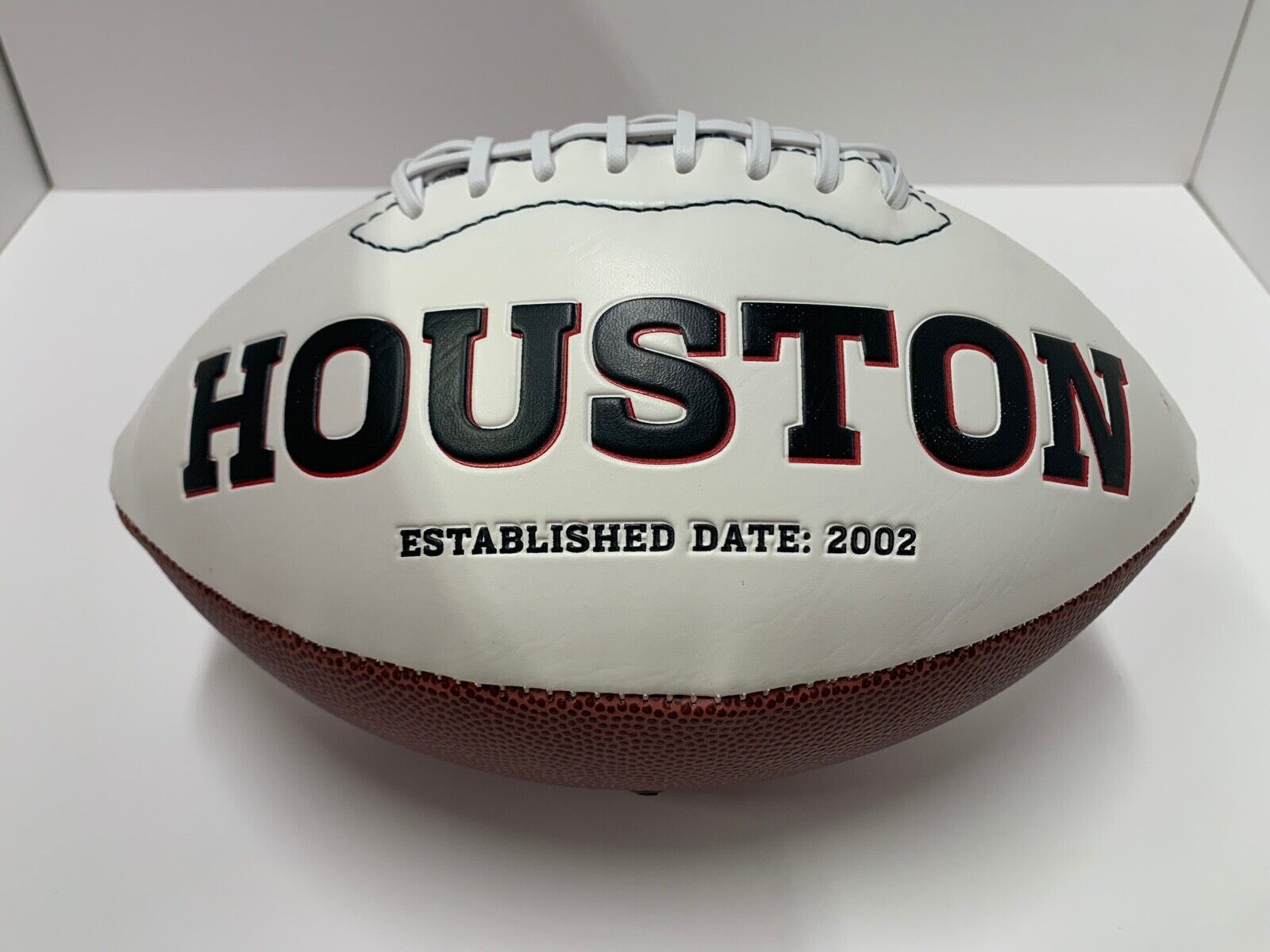 Houston Texans Stitched Logo Full Size NFL Football W/ Box White Panel