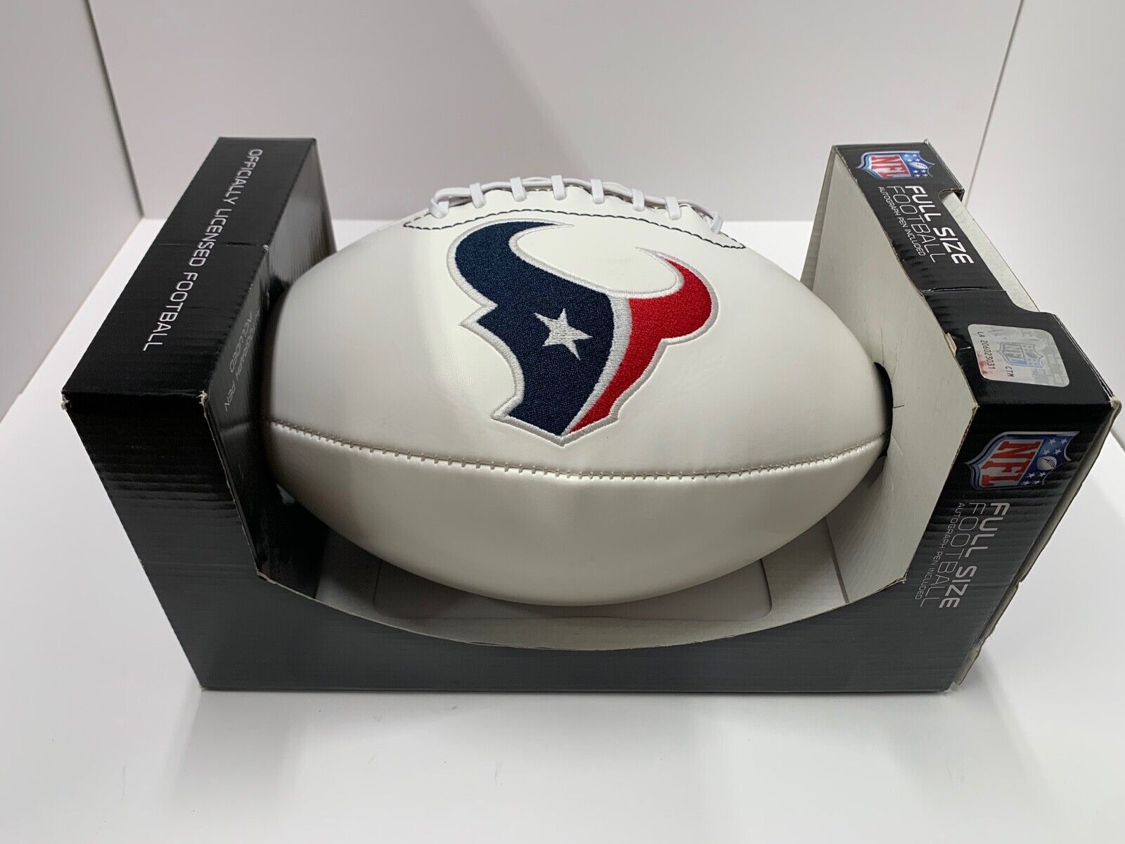 Houston Texans Stitched Logo Full Size NFL Football W/ Box White Panel