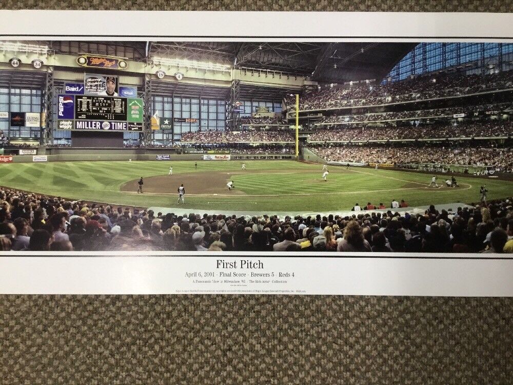 2001 First Pitch Panoramic Brewers Reds Rob Arra Collection