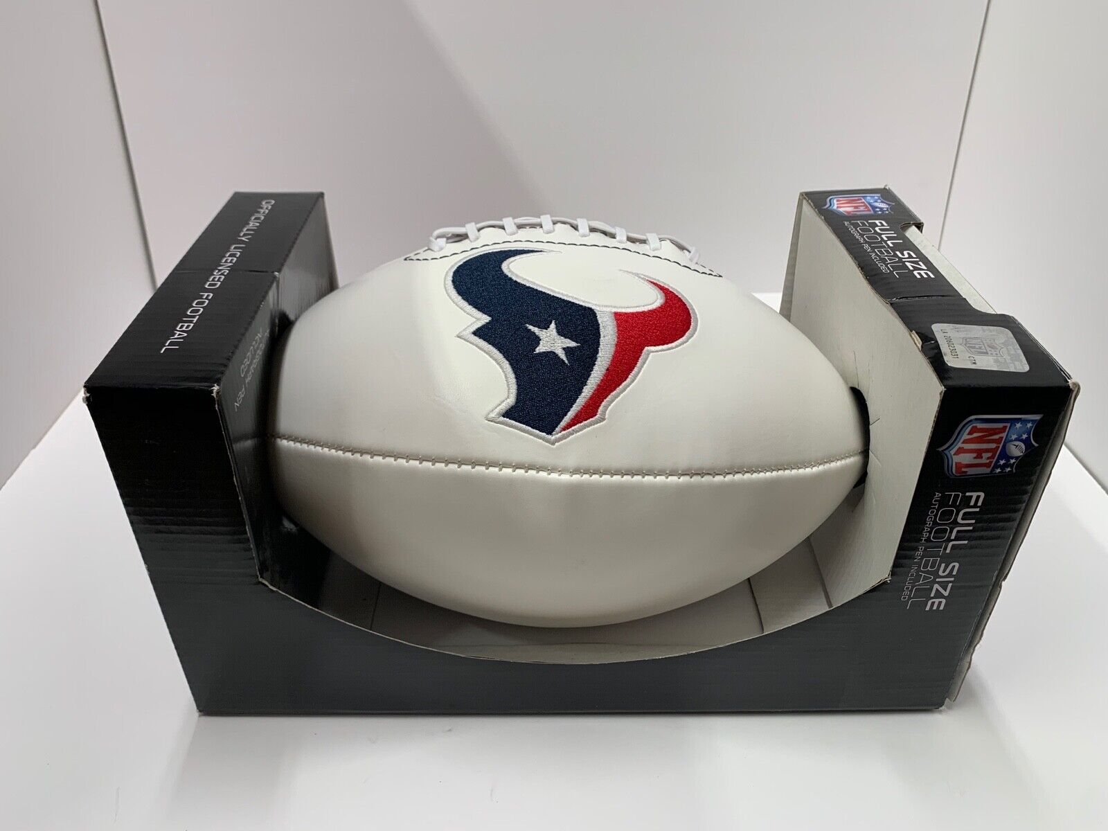 Houston Texans Stitched Logo Full Size NFL Football W/ Box White Panel