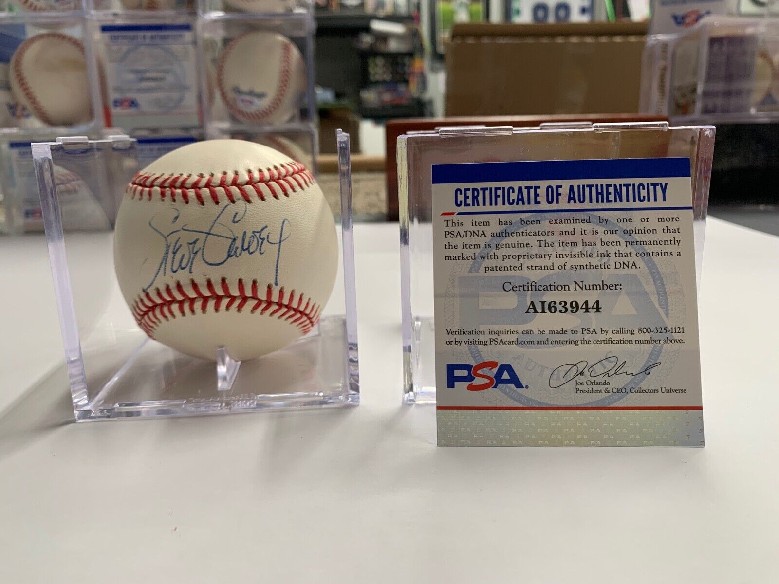 Steve Garvey Vintage Signed Bill White Baseball PSA Certified #AI63944