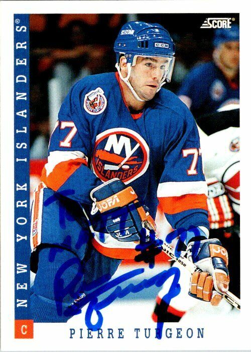 Pierre Turgeon New York Islanders Hand Signed 1993-94 Score Hockey Card #6 NM