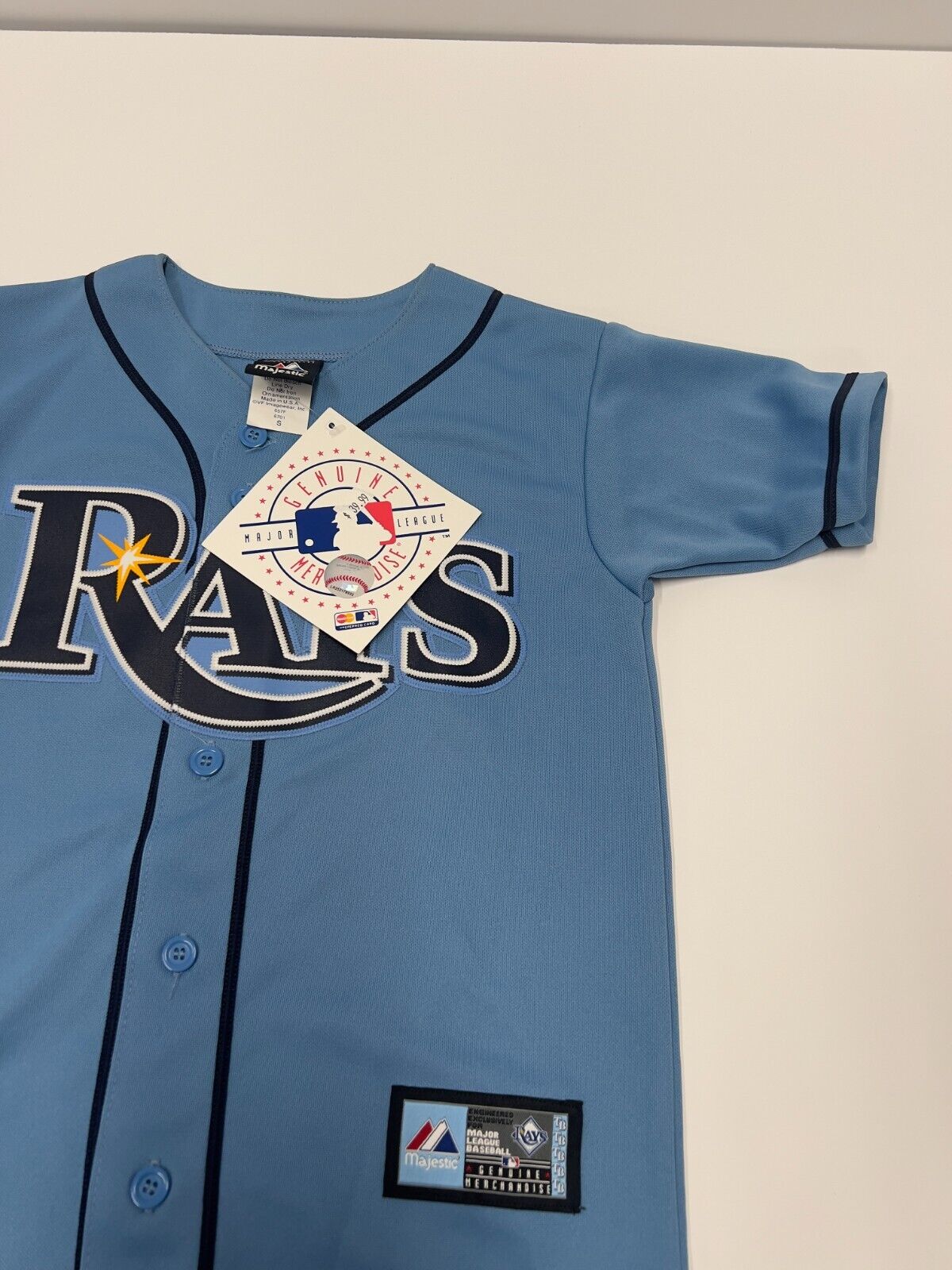 Tampa Bay Rays Majestic Older Powder Blue Jersey NWT Size S 23x23 Inches