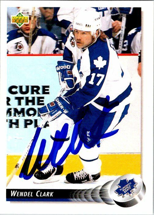 Wendel Clark Maple Leafs Hand Signed 1991-92 Upper Deck Hockey Card #89 NM-MT