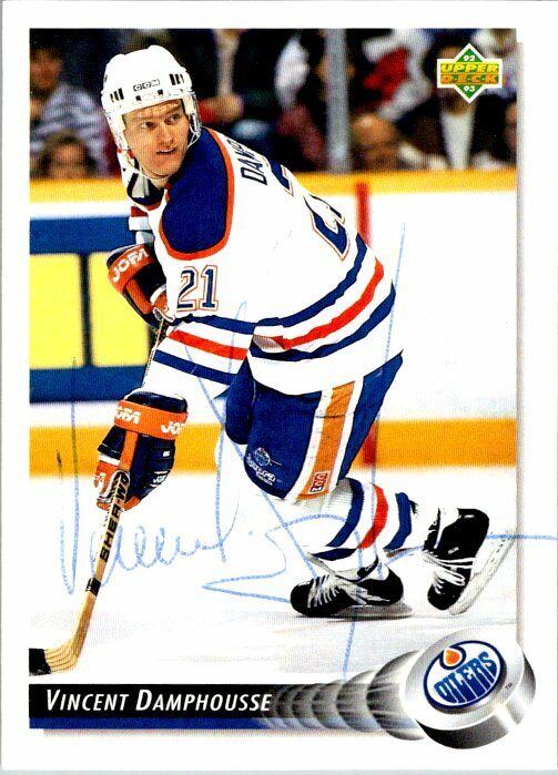 Vincent Damphoussee Oilers Hand Signed 1992-93 Upper Deck Hockey Card #307 NM-MT