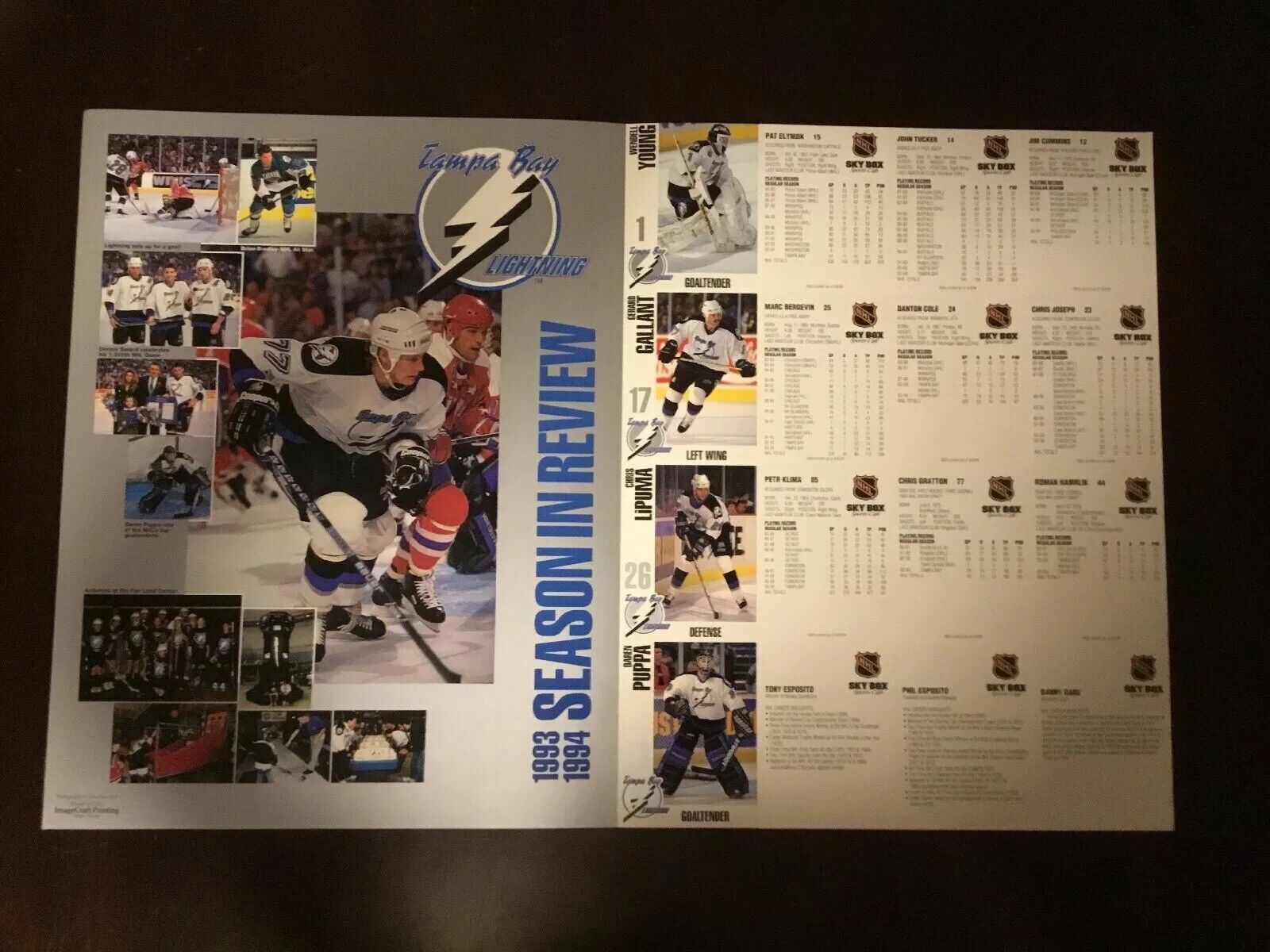 Tampa Bay Lightning First Year  (92-93) Team Photo Album Cards -