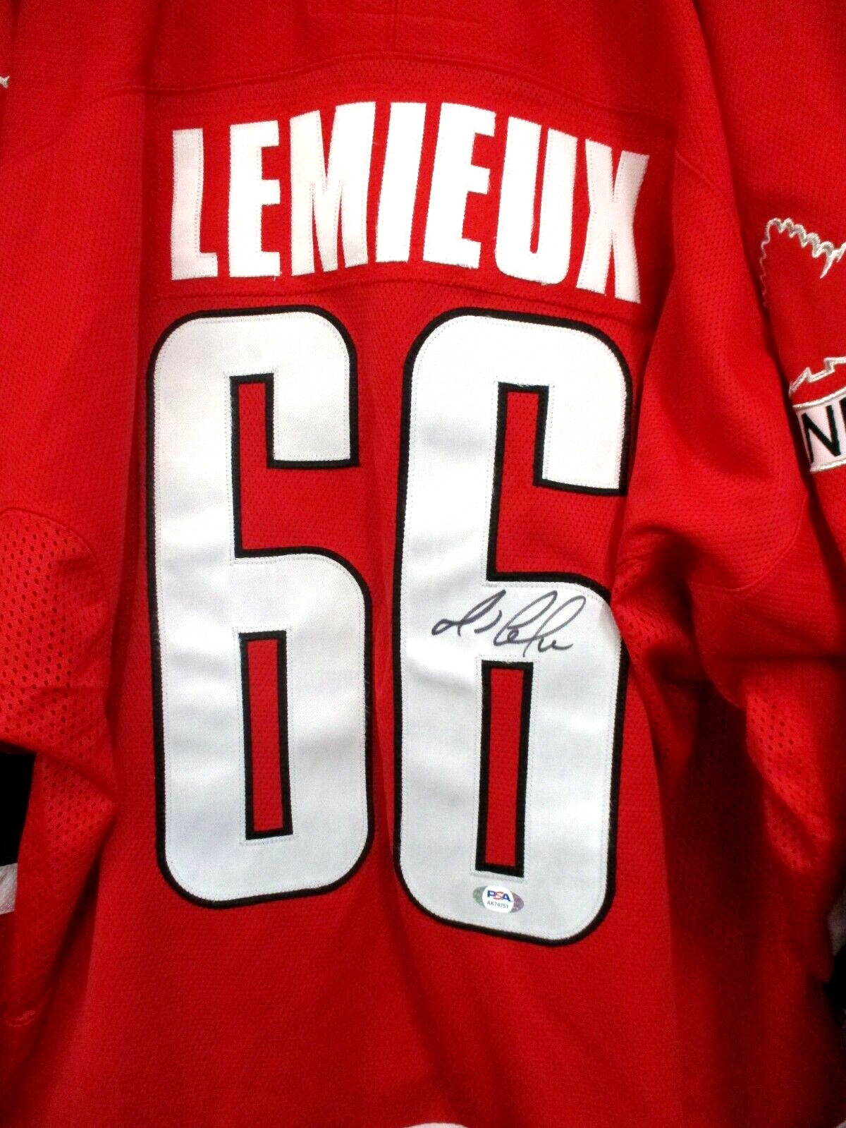 NHL Mario Lemieux Autographed Signed Team Canada Hockey Jersey Nike XL PSA COA