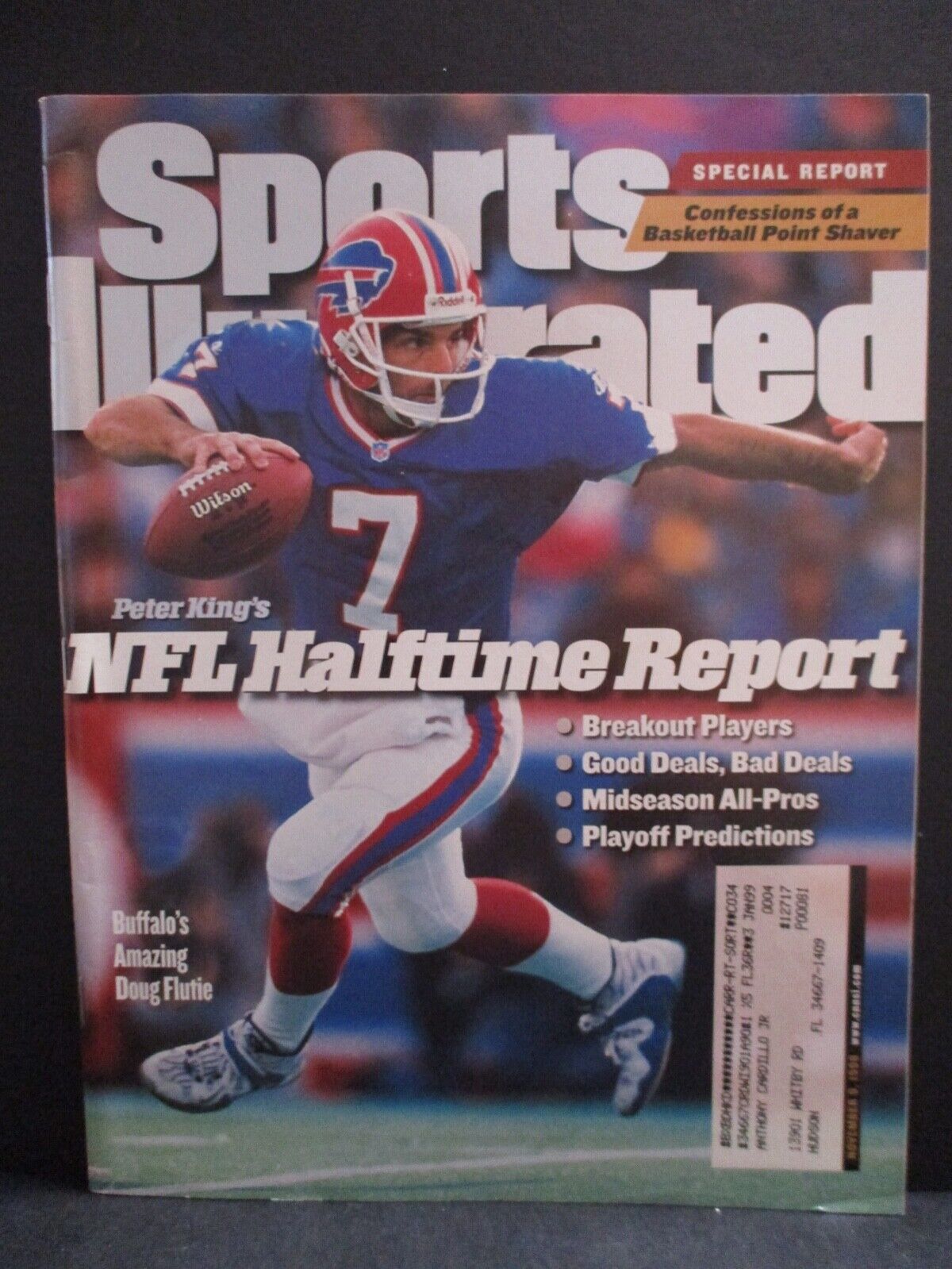 Sports Illustrated Magazine Nov 9 1998 Doug Flutie Bills Cover Ship Label VG-EX