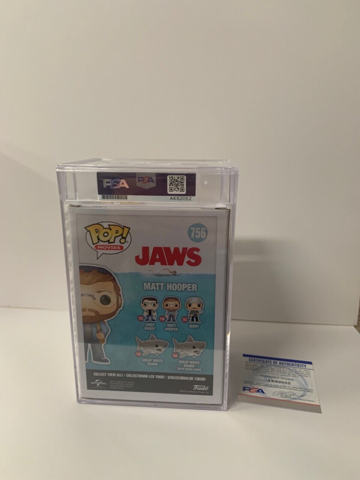 Richard Dreyfuss Signed Funko Pop PSA Slabbed Certified Matt Hooper Jaws #756