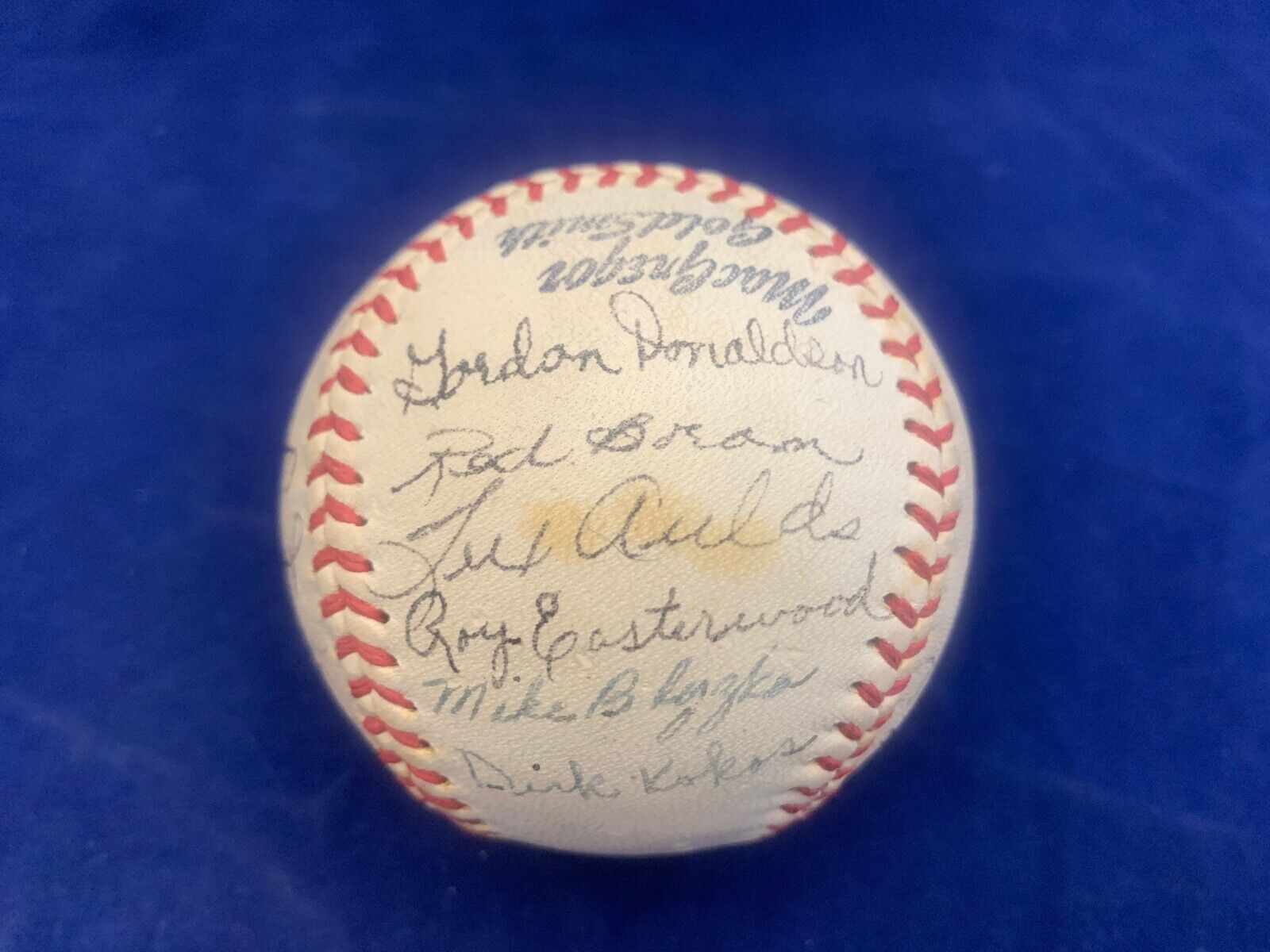 1940's Official Macgregor Goldsmith 97 League Baseball signed 18 autos McBride