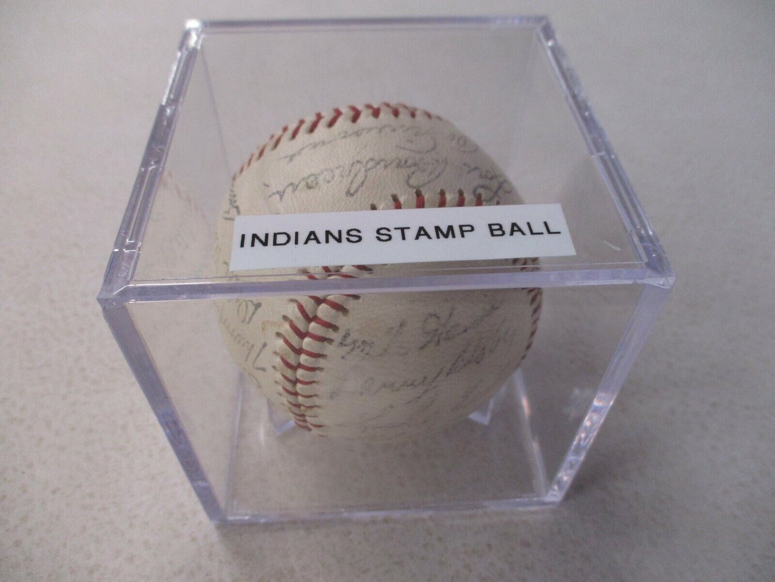 1950s Indians Stadium Baseball Stamped Printed Autographed Signed Signatures