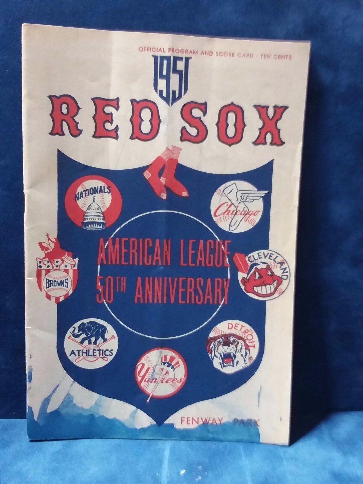 1951 OFFICIAL PROGRAM RED SOX AMERICAN LEAGUE 50TH YEAR Mantle Rookie Year