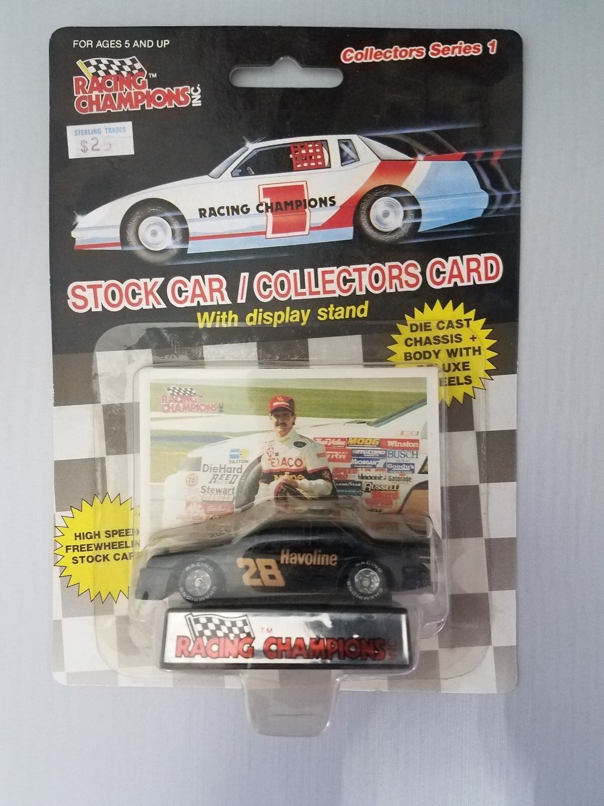 1990 Racing Champions Stock Car 28 with Collectors Card DieCast Car