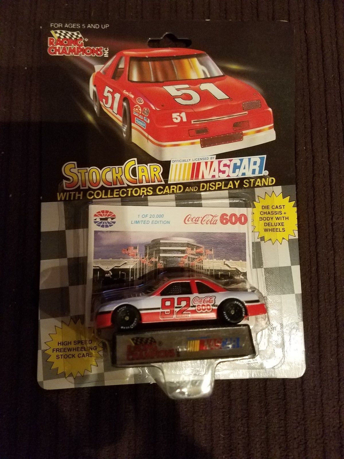 1992 Racing Champions Stock Car Charlotte Motor Speedway with Collectors Card