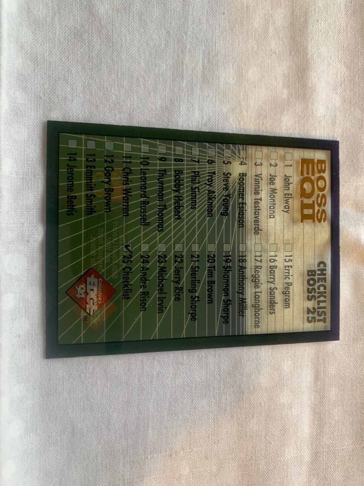 1994 Edge Boss EQII Football Card Set featuring 25 Cards with Favre and Emmitt