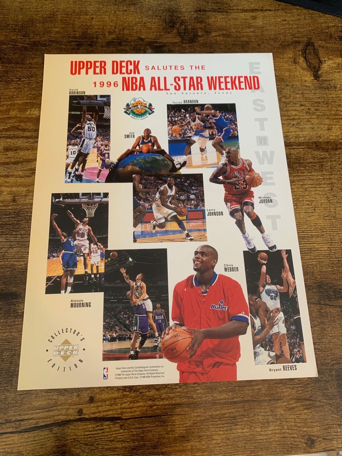 1996 Upper Deck All Star Weekend Promo Sheet Michael Jordan David Robinson NBA